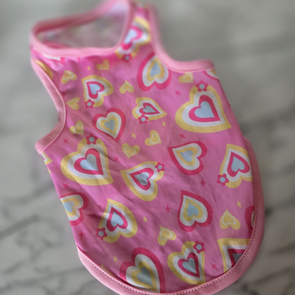✨ Pink Heart Dog Shirt – Size Small ✨
